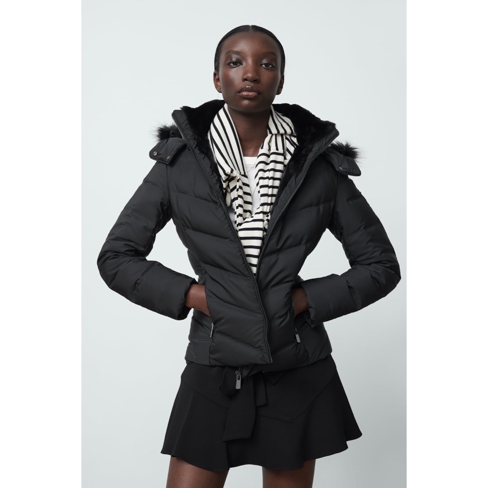 Zara NWT Water and Wind Protection Jacket with Removable Fur Trim Hood Small
